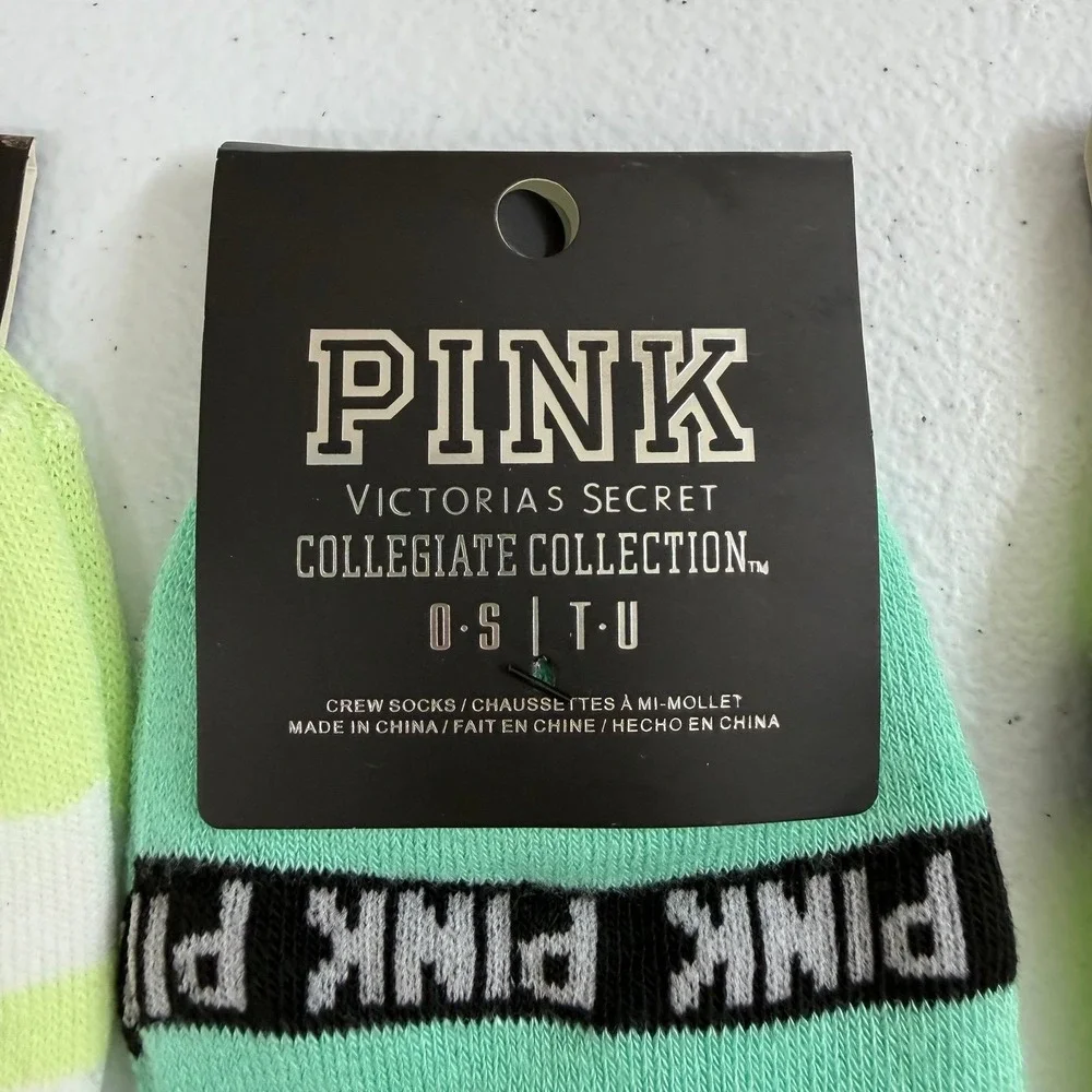 NEW PINK Victoria's Secret collegiate collection yellow turquoise ankle‎ socks